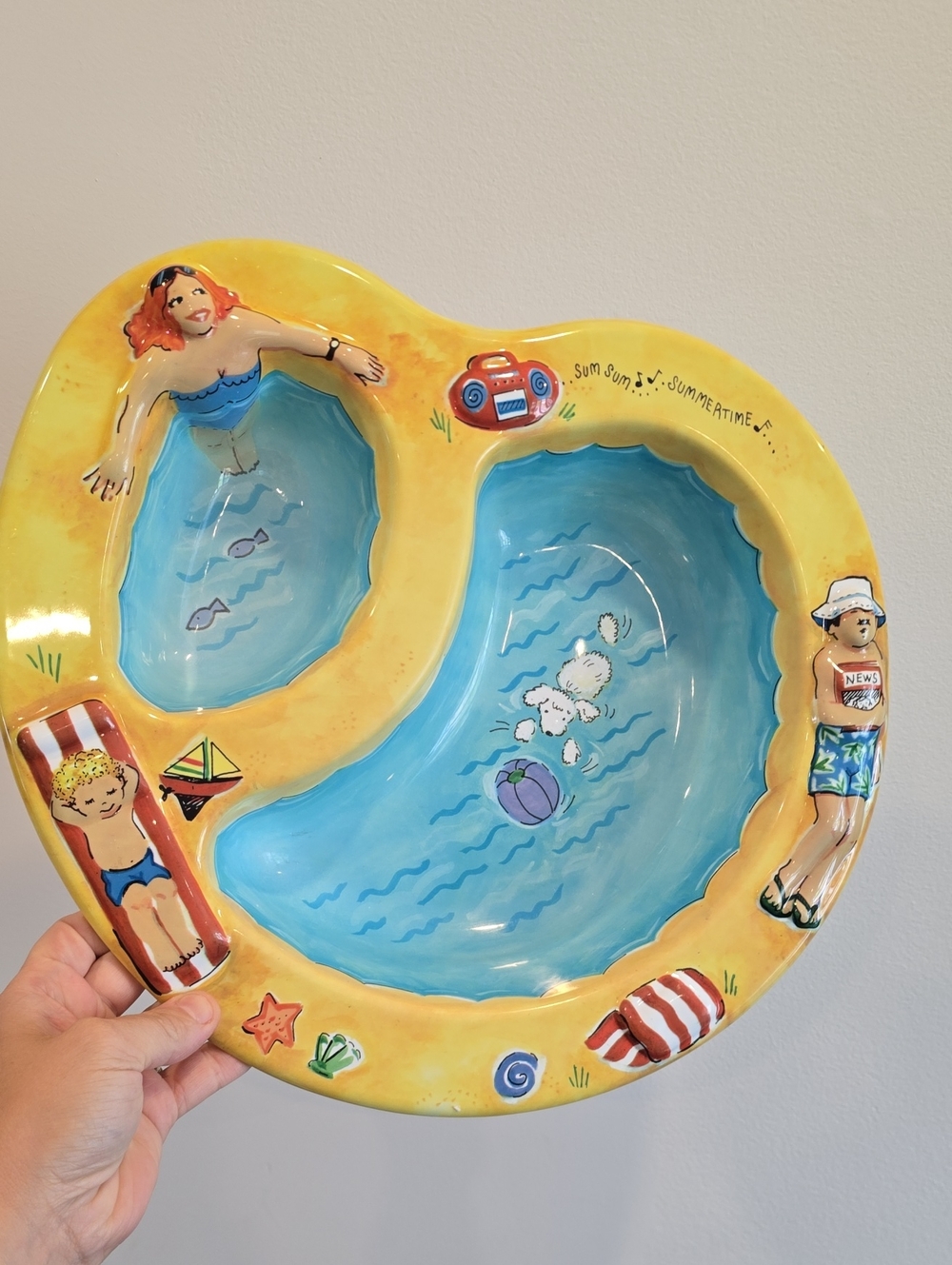 Vintage Alice Marcel Melamine Pool Party Chip And Dip Bowl